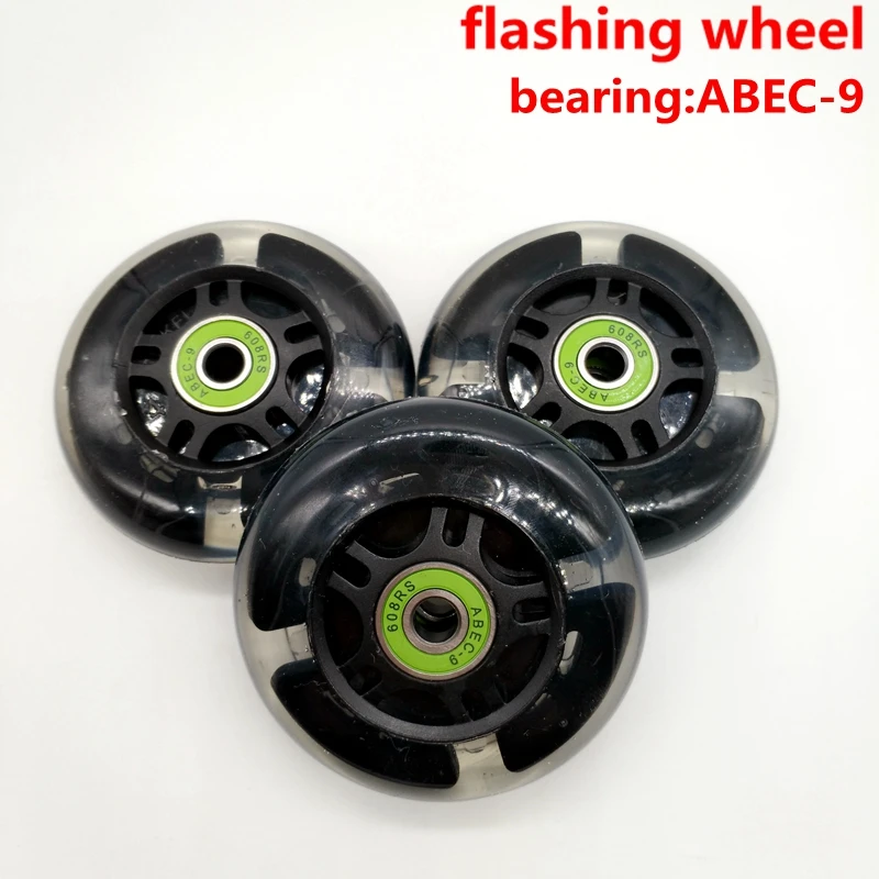 

free shipping flashing scooter wheel 76*24 mm 80*24 mm 2 pcs / lot with bearings lighting wheel