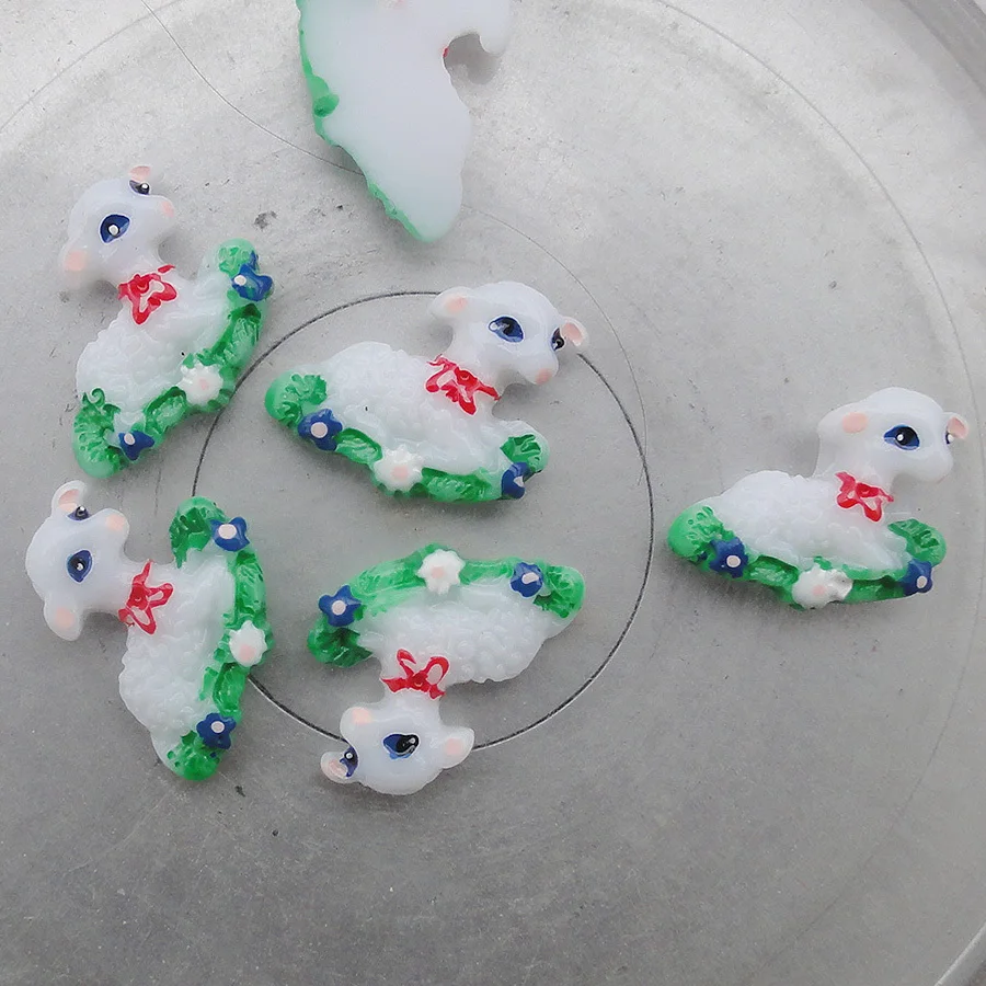 10 шт./лот кабошон с плоской задней стороной овечка цветком козью животное 22 мм