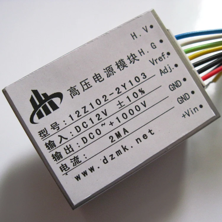 

DC 12V input One thousand volt 0-1KV 0-1000V output 2mA DC high voltage power module 12Z102-2Y103