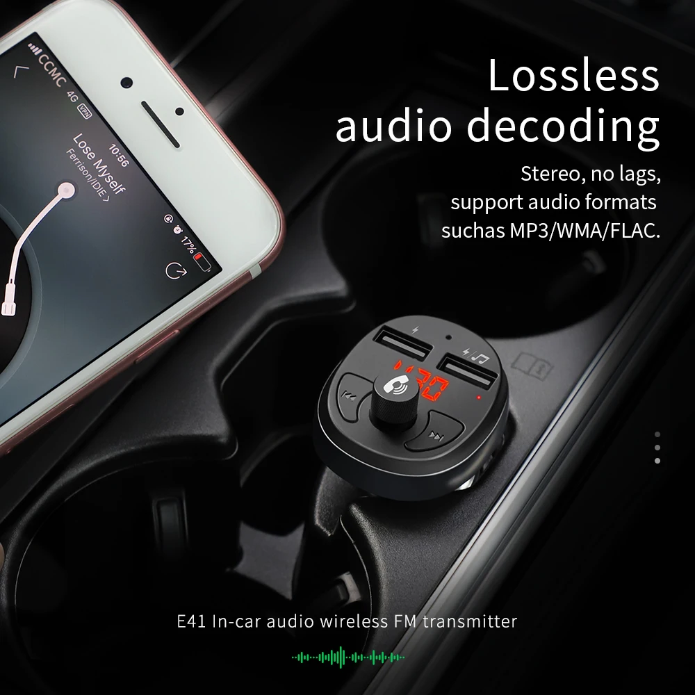 HOCO E41 Dual USB Автомобильное зарядное устройство с fm-передатчиком Bluetooth Aux модулятор Автомобильный аудио mp3-плеер 3.1A Dual USB Автомобильное зарядное устройство