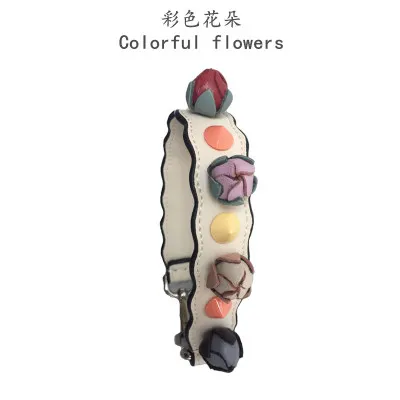 Colorful Flower 40 см короткая сменная сумка через плечо с цветком на ремне, цветная натуральная кожа, кошелек, ручки для сумок, Аксессуары для ремней на сумку 042 - Цвет: Colorful Flower