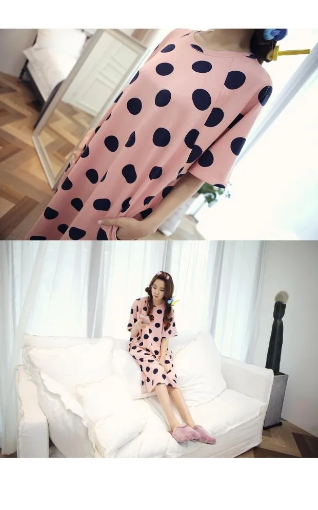 Летняя женская рубашка с коротким рукавом хлопковые ночные рубашки домашняя