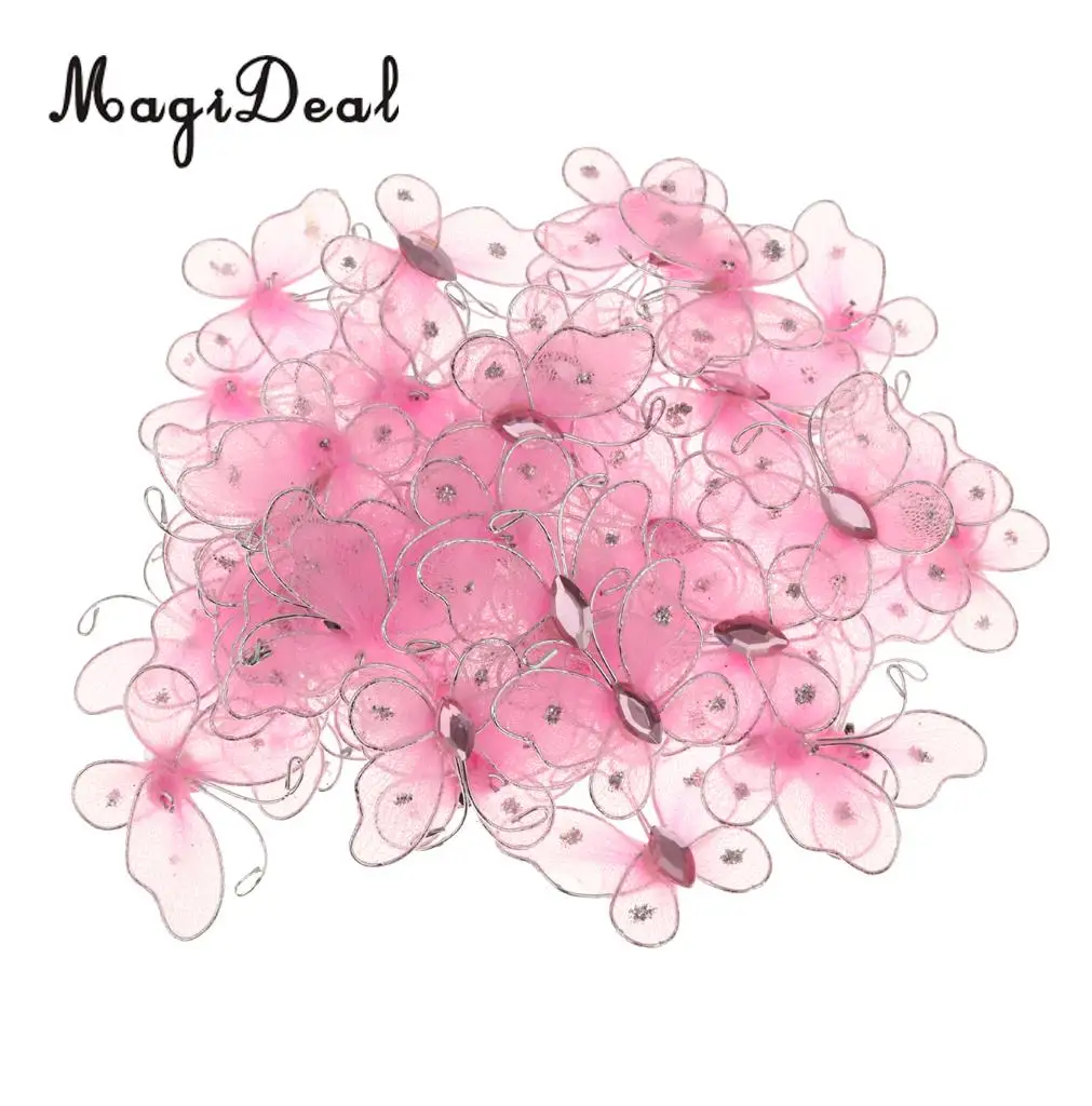 Pink Magideal 50 шт./лот 2x3,2 см сетчатые чулки с сеткой бабочки для дня рождения, свадьбы, вечеринки, творчество, рукоделие, Декор - Цвет: Pink