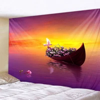 flower boat landscape printed large wall tapestry cheap hippie wall hanging bohemian wall tapestries mandala wall art decor