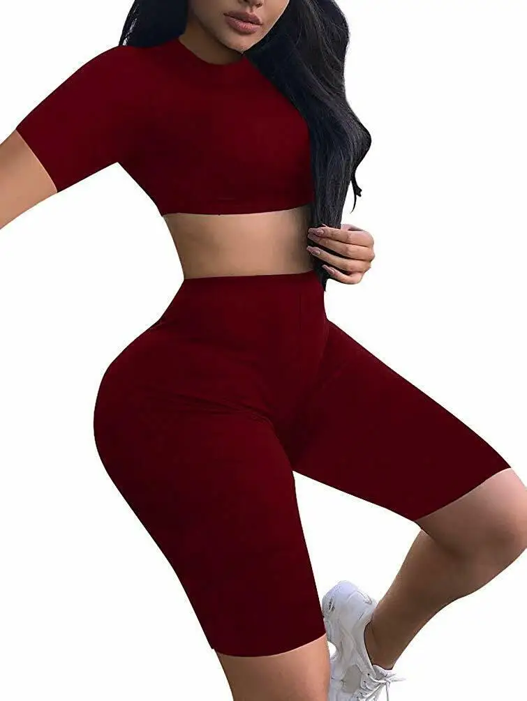 Женская летняя спортивная одежда из 2 предметов комплект для йоги укороченный