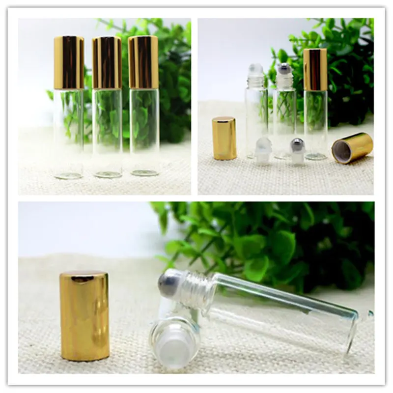 Стеклянная бутылка в многоразовых бутылках Rollon с золотой крышкой высокое