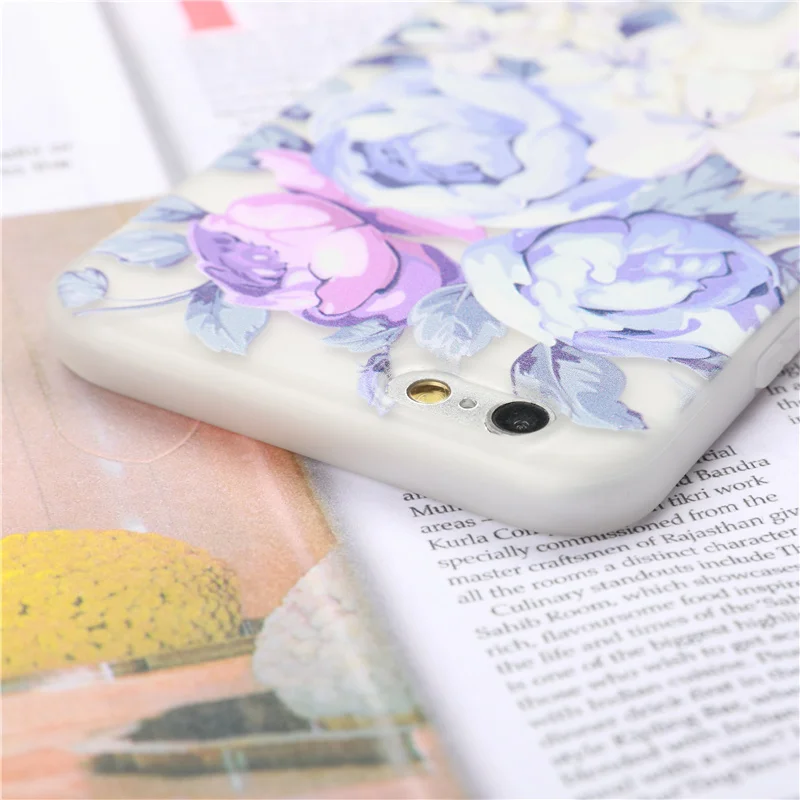 Чехол для iPhone 6 с объемным рельефным цветком чехол 5 5S SE телефона 7 6S 8 Plus X