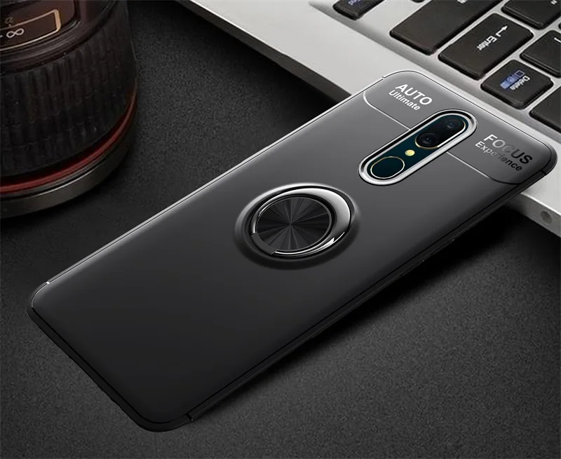 Черный Роскошный чехол для Nokia 6,1 7,1 для Nokia 6, чехол с магнитным кольцом, мягкий матовый Силиконовый чехол для Nokia 5,1(X5) 3,1 Plus, чехол - Цвет: Черный