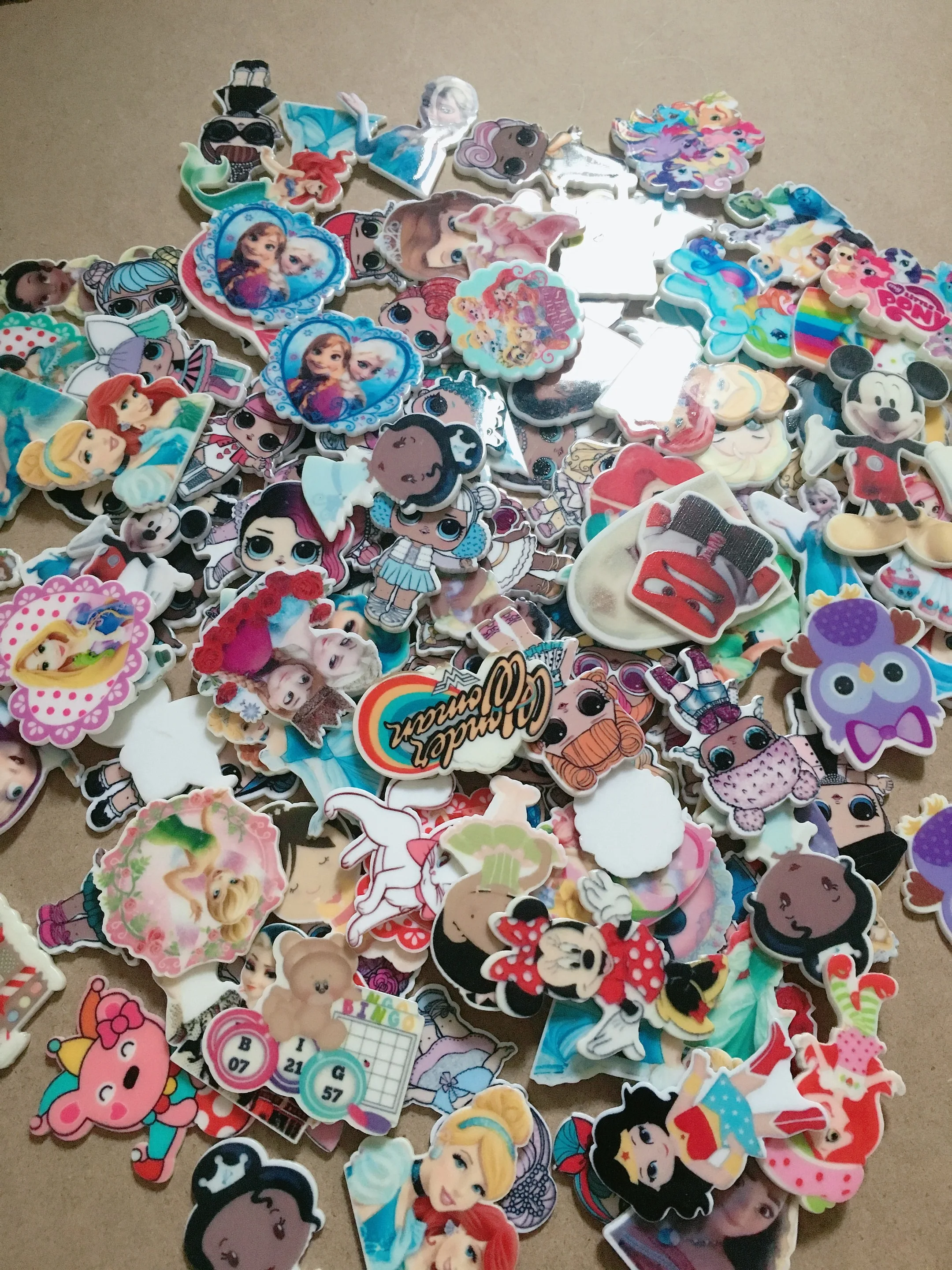 Принт с героями мультфильмов Kawaii, сказочный микс девушка принцесса статуэтки, миниатюры ремесло с плоской задней частью смолы с бантом «сделай сам» для дома украшения и аксессуары для волос