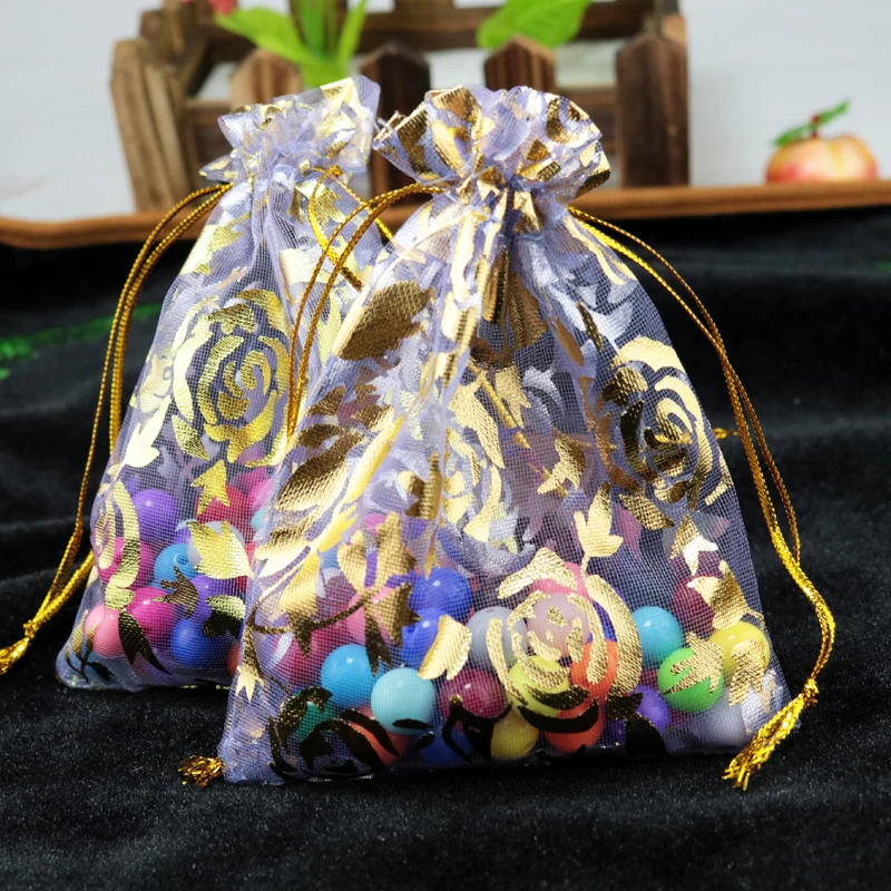 

Wholesale 200pcs/lot Purple Organza Bags 7x9cm Small Wedding Jewelry Gift Packaging Bag Favor Rose Drawstring Gift Bags Pouches