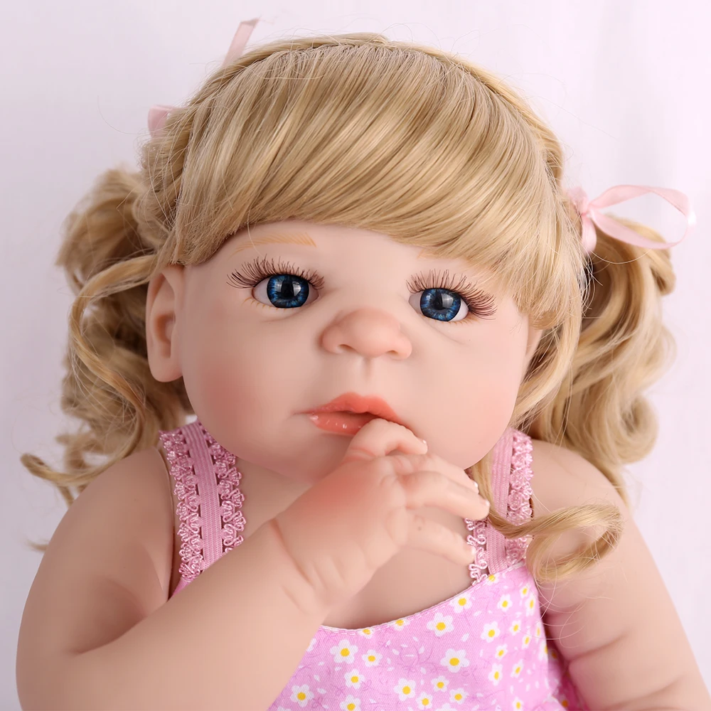 NPKDOLL Reborn Baby Doll 22 дюйма полные игрушки для виниловой ванны парики из светлых волос