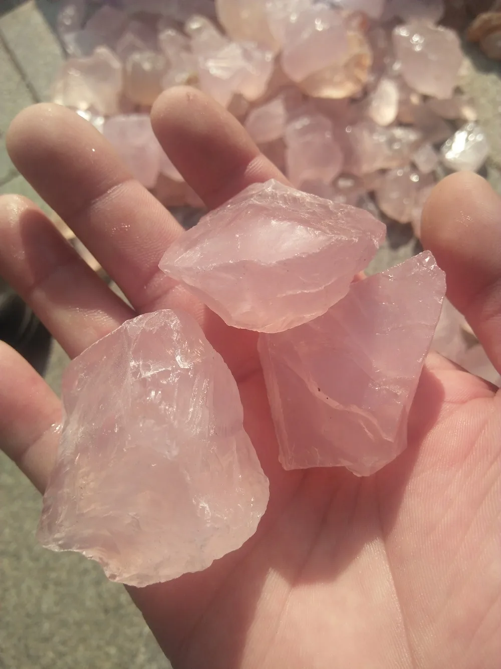 

3 PC Natural crystal mineral pink crystal raw stone healing crystal