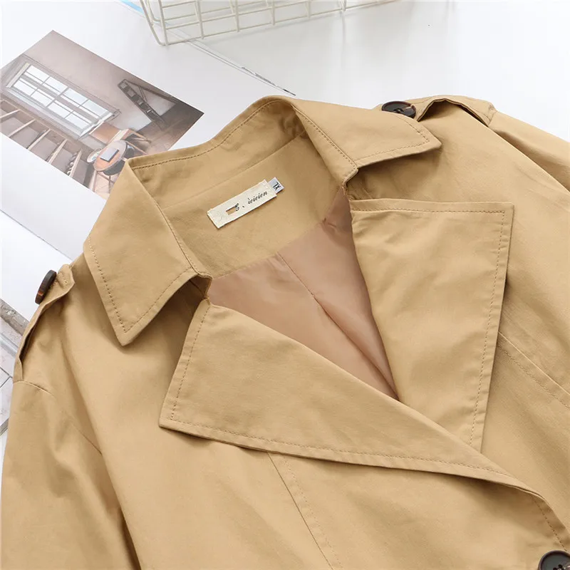 Женский свободный тренчкот хлопковая ветровка повседневная верхняя одежда