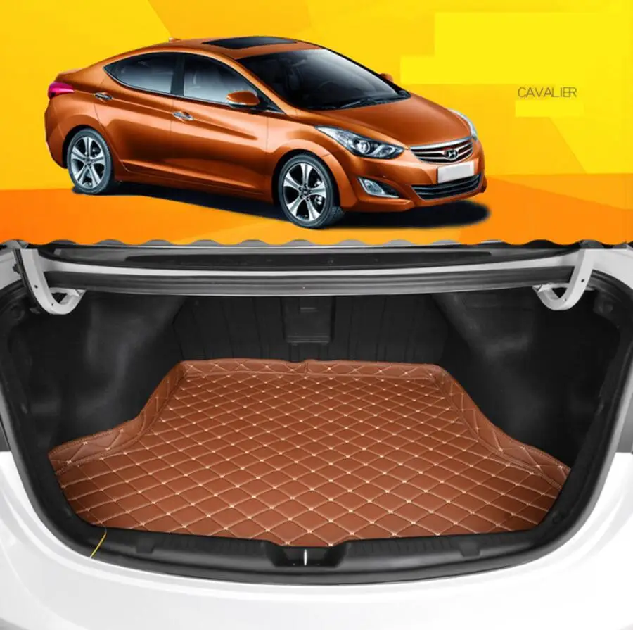 Волокна кожи багажник автомобиля коврик для hyundai elantra 2011 2012 2013 для hyundai Avante автомобильные аксессуары - Название цвета: brown 2