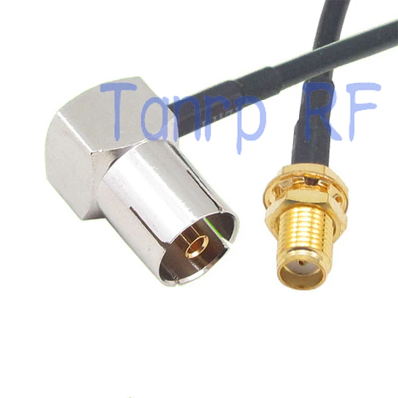 

10pcs 6in TV female right angle 90 degree to SMA female jack RF adapter 15CM Pigtail coaxial jumper RG174 extension cable