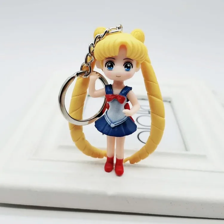 6 стилей Аниме Фигурка моряка брелок луна милый 3D мультфильм косплей ПВХ брелок для ключей детский праздничный брелок Подарочный держатель для ключей - Цвет: 4