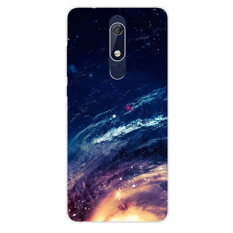 Для Nokia 1 2 2,1 3 3,1 4,2 5 5,1 6 6,1 7 7,1 плюс 2018X5X6 Чехол для телефона с рисунком "Звездное небо" Луна картина мягкий чехол Fundas Capa
