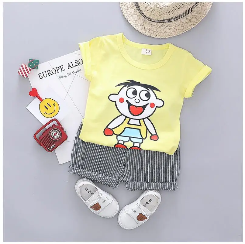 ZWXLHH 2019 Summer Baby Boys Clothing Sets Kids Children Clothes Suits Cartoon T Shirt Striped Shorts Infant Toddler Casual Suit | Детская