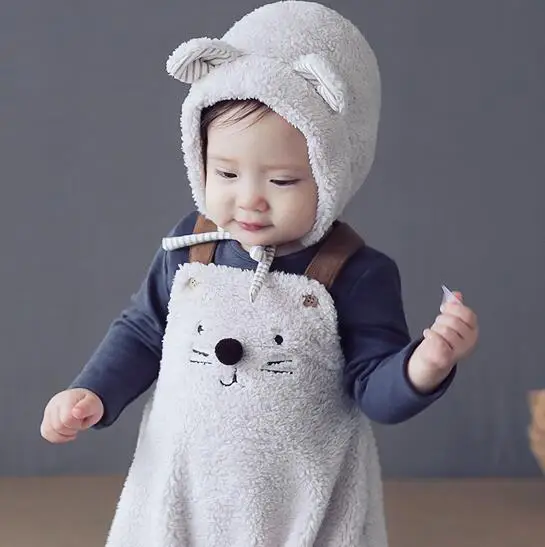 Hot Baby Girls/Boys Clothing Infant Cartoon Sleeveless Rompers+Hat 2 pcs Autumn/Winter Jumpsuit Outfits Sets | Детская одежда и