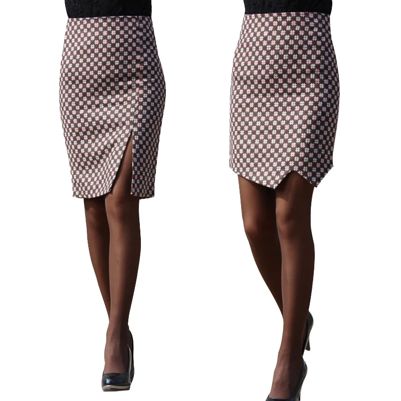 2016 новое поступление клетчатая юбка-карандаш до колена на весну-осень-зиму