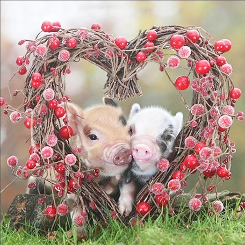 Full DIY Diamond Painting kit A pair of piglets Cross Stitch Embroidery Patterns rhinestone Mosaic home decor | Дом и сад