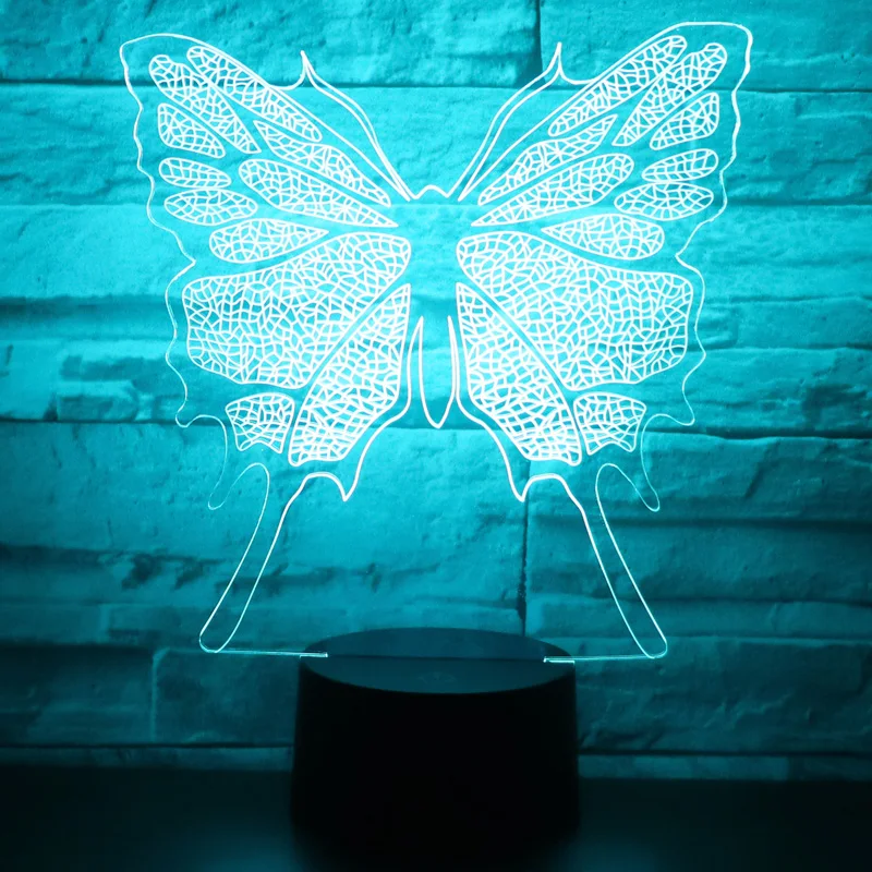 3D LED Night Light Butterfly with 7 Colors for Home Decoration Lamp Amazing Visualization Optical Illusion Awesome | Лампы и освещение