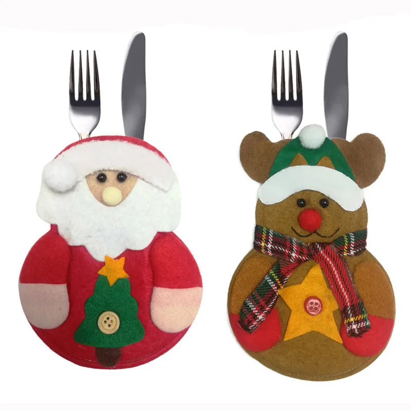 2019 рождественские украшения держатель для столовых приборов в виде снеговика