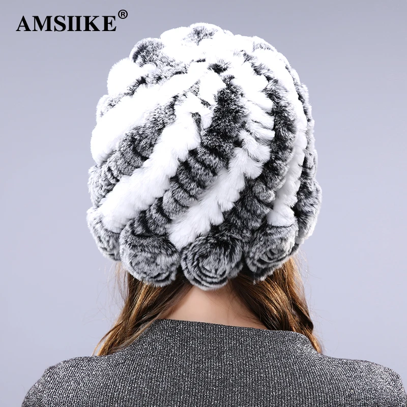 AMSIIKE 2017 Оригинальная Меховая Шапка из Бобра Женская TM715|winter female hat|knit beanie hatbeanie hat |