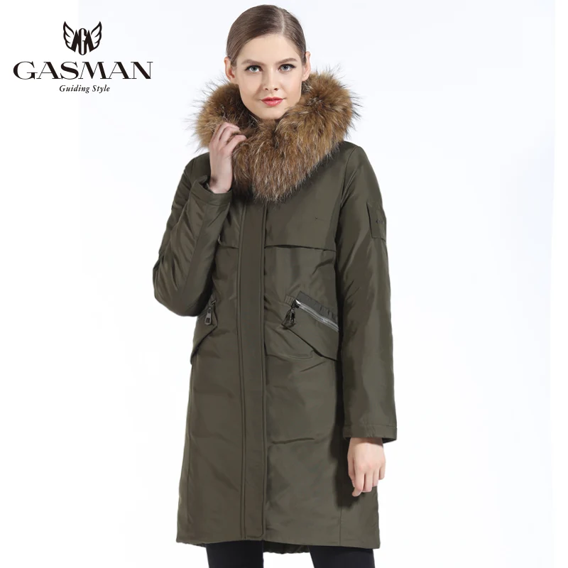 GASMAN 2018 Длинный Зимний Женский Пуховик Длинная Теплая Зимняя Женская Куртка с