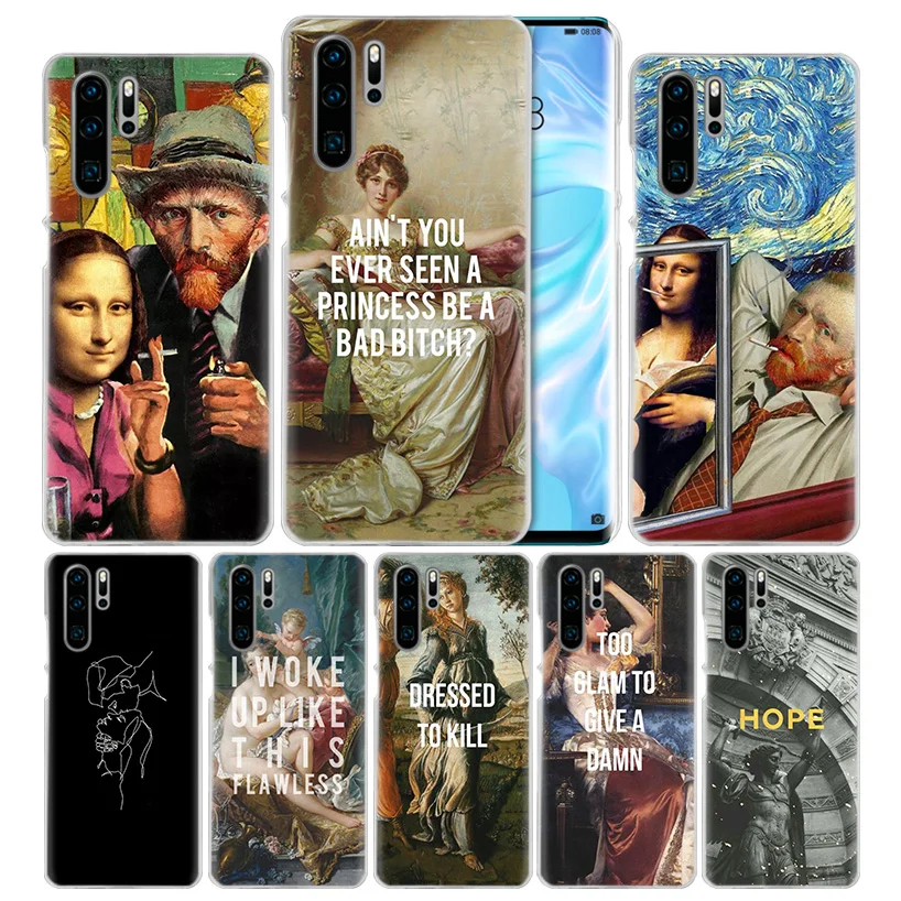 Забавный чехол Mona Lisa для Huawei P20 P30 P Smart 2019 Nova 4 3i P10 P9 P8 Mate 10 20 lite Pro Mini жесткий телефона