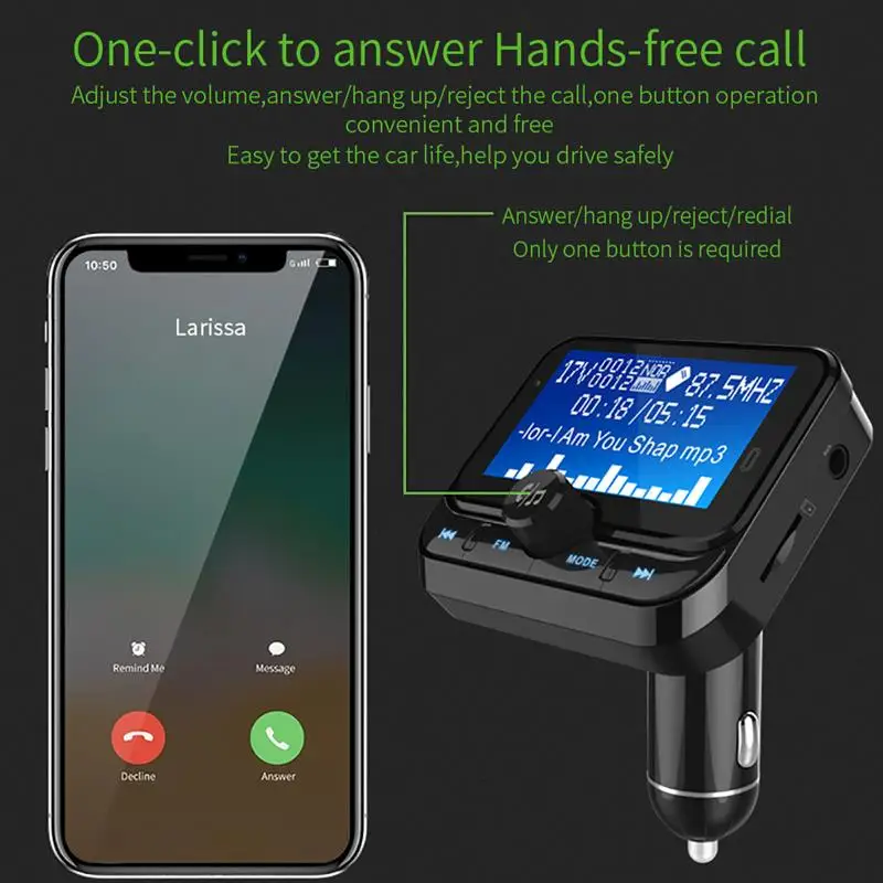 Mp3 плеер Onever с функцией громкой связи FM передатчик вращение на 90 градусов Bluetooth 4 1