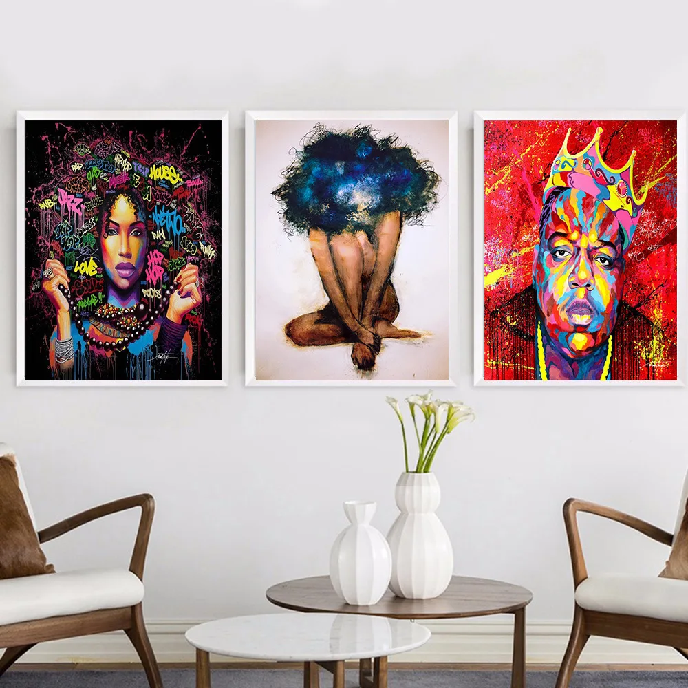 Wall art painting pictures Portrait Africa American Graffiti poster Canvas Printings decoration Unframed | Дом и сад