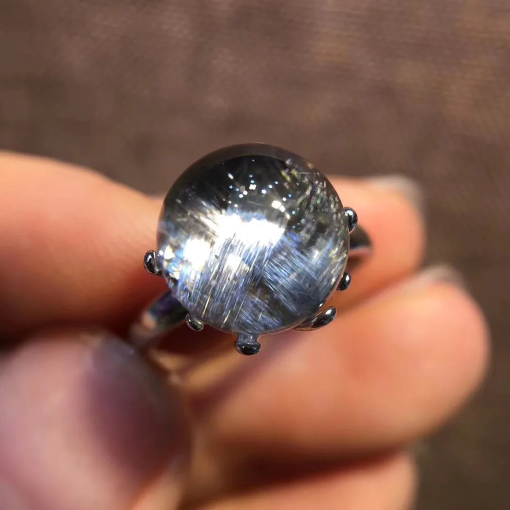 Регулируемое кольцо из натурального брукита платины серебра рутилированного