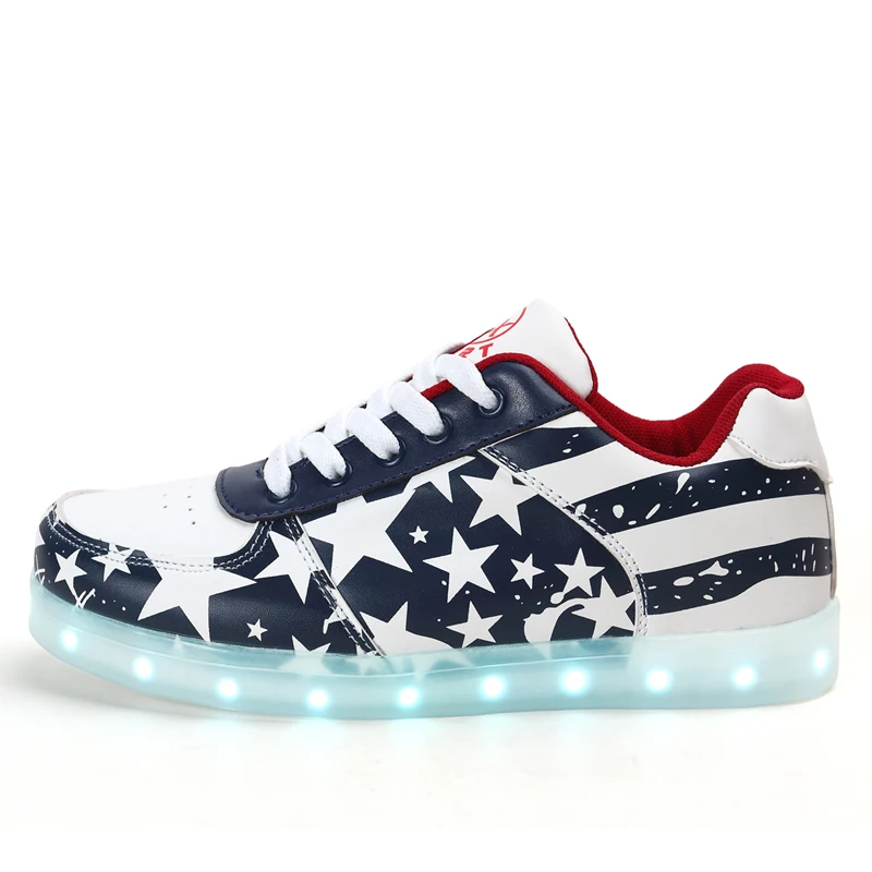 Deep blue Girls Led Luminous Glowing Children Breathable Sneakers Usb Charge Kids Colorful Flashing Lights Flat Shoes Eur 35-45 | Детская