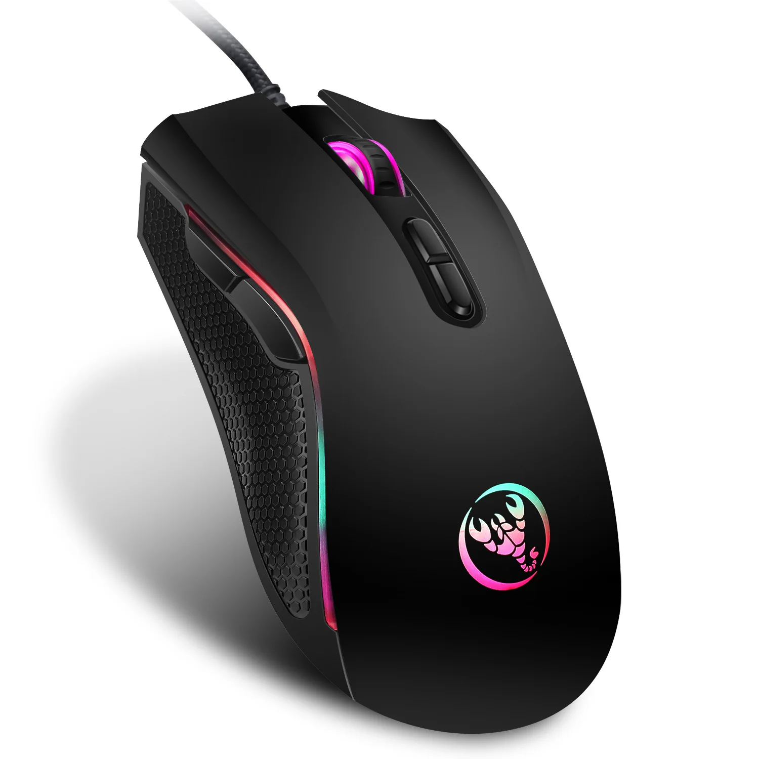  Hongsund  High-end optical professional gaming mouse with 7 bright colors LED backlit and ergonomics design For LOL CS 