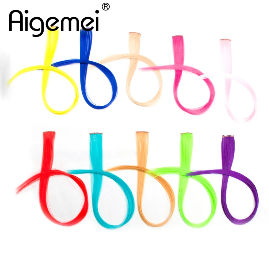 AIGEMEI для волос, 1 шт., 20 дюймов, 50 см, длинные, шелковистые, прямые, синтетические, на одной заколке, для наращивания волос