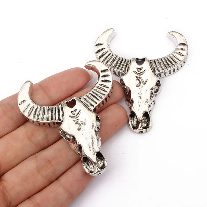 

3pcs Alloy Large 3D Bull Ox Head Skull Pendants for DIY Jewelry Making Findings National Style 52*47mm Cattle Handmade Charms