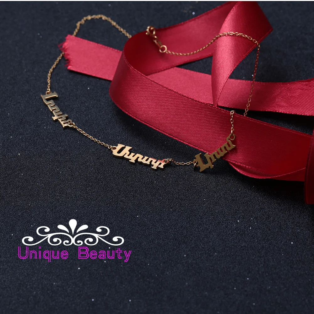 Цепочка Из Серебра Под заказ с 3 именами ожерелье из розового золота именной