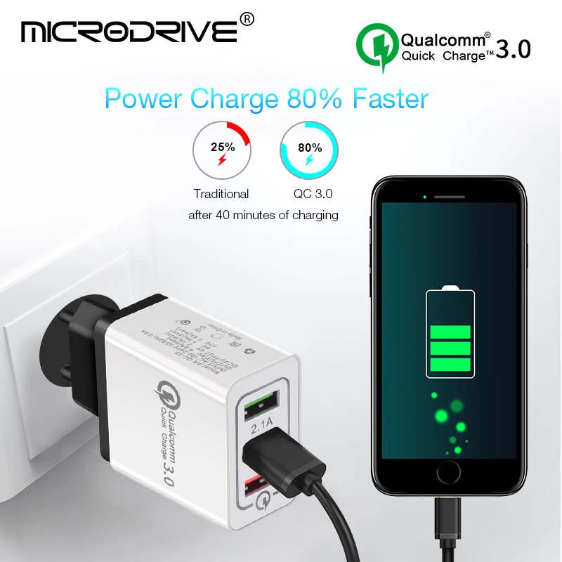 Быстрая зарядка 3 0 USB Зарядное устройство 5V 2.4A QC3.0 кабель для быстрой зарядки