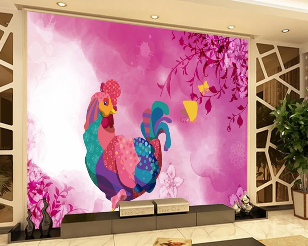 Бесплатная доставка Особенности милый мультфильм петух фон настенная 3d