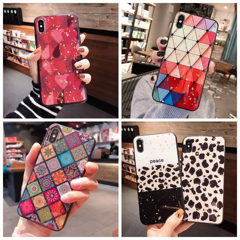Gold foil Sequin Case for iphone X XS MAX XR 7 8 Plus 6s 6 Fashion Sexy Soft Silicone TPU Dropproof Anti Knock Cover |