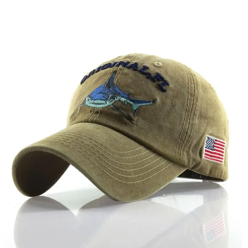 washed cotton shark golf cap fitted snapback hat adjustable size gorras casual casquette embroidery letter retro | Спорт и