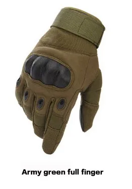 Green full gloves Карбоновые тактические перчатки без пальцев, военные армейские перчатки для стрельбы, пейнтбола, страйкбола, велосипедного мотокросса, жесткие перчатки на полпальца - Цвет: Green full gloves