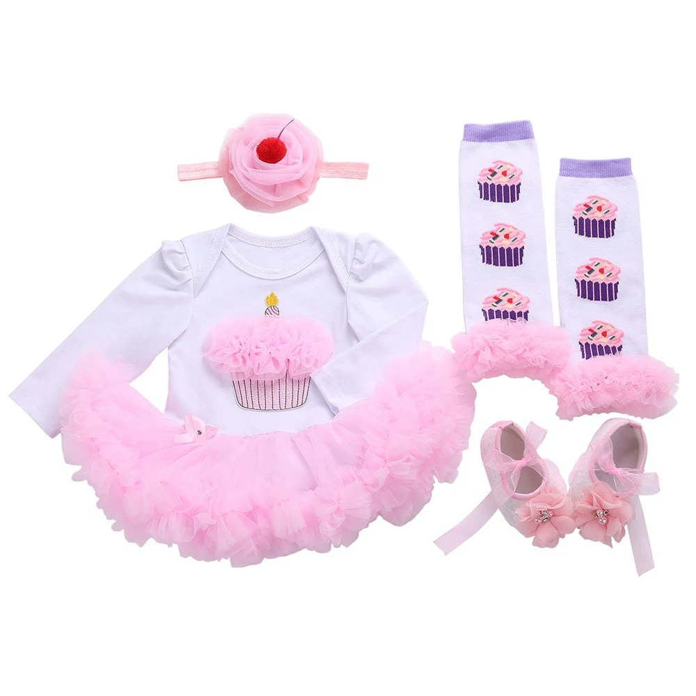 Зимний Крестильный девушка Vestido Infantil Одежда для малышей Раффлед Гетры повязка