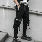 Мужские спортивные штаны, черные шаровары в стиле хип-хоп, с лентами, с несколькими карманами, уличная одежда, повседневные штаны, весна 2020, M-3XL