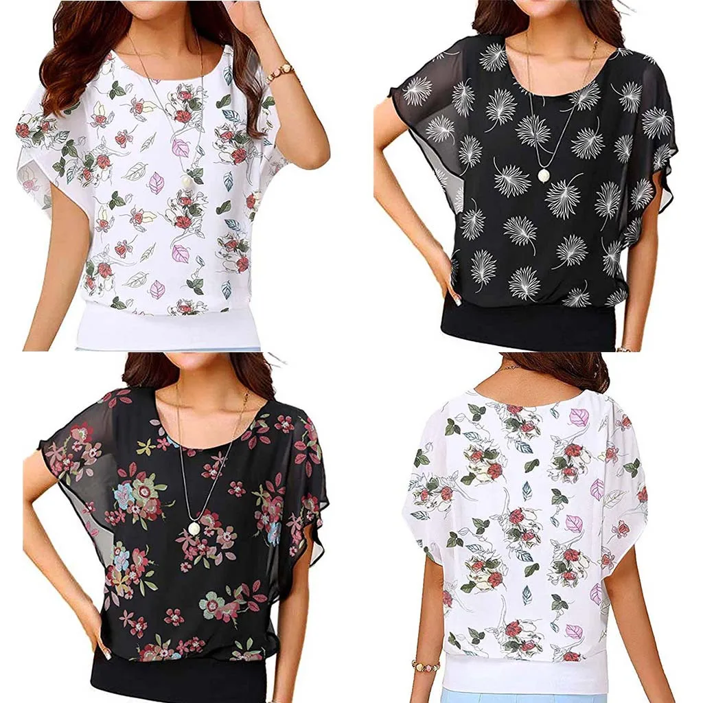 Женская футболка с принтом свободная большого размера рукавом летучая мышь и