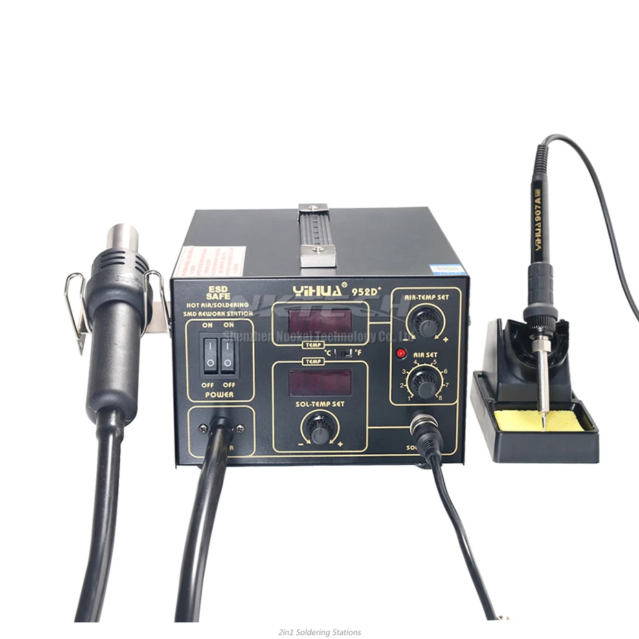 YIHUA 952D + 2 в 1 постоянного пайки паяльная станция с горячим воздухом Пистолеты