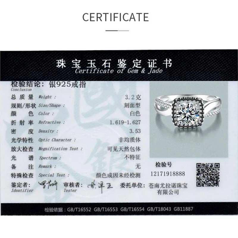 

BLACK AWN 2020 New Genuine 100% Sterling 925 Silver Jewelry Square Engagement Rings for Women Gift C261