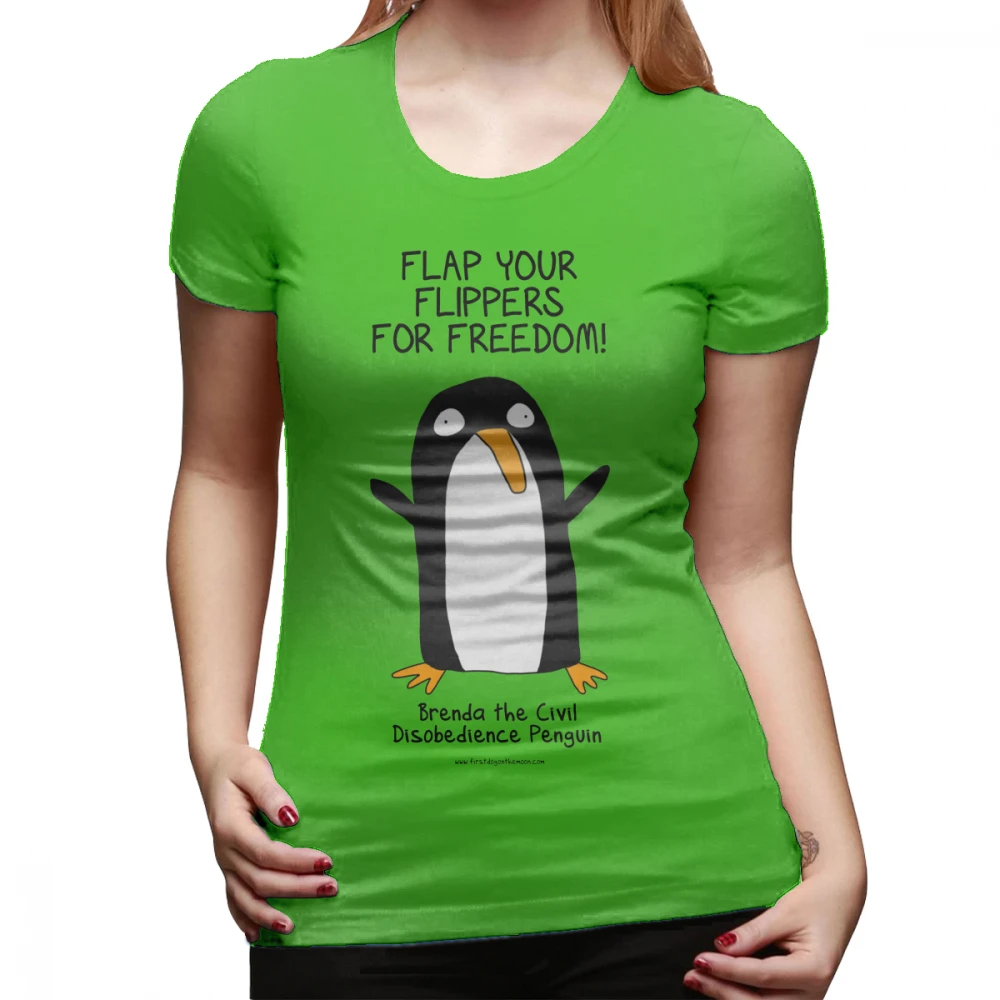 Футболка с изображением пингвина бренда The Civil Disobedience Penguin, модная футболка размера плюс, женская футболка с круглым вырезом, Повседневная красная женская футболка - Цвет: Зеленый