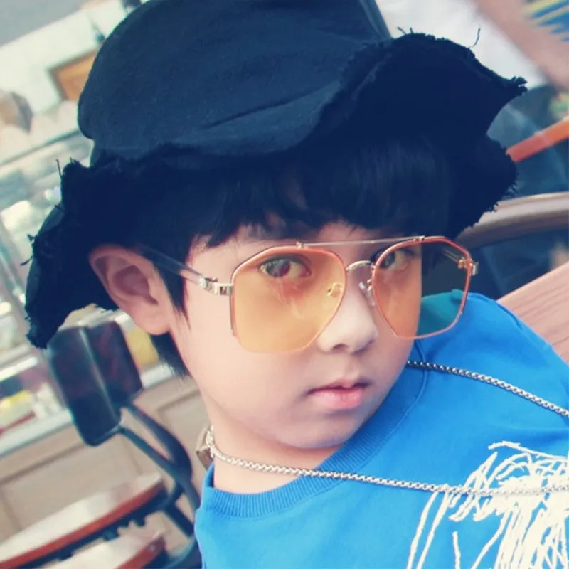 

Sunglasses Kids Transparent Pink Glasses 2018 New Retro Irregular Children Sunglasses Boys Girls UV Protection Sun Glasses